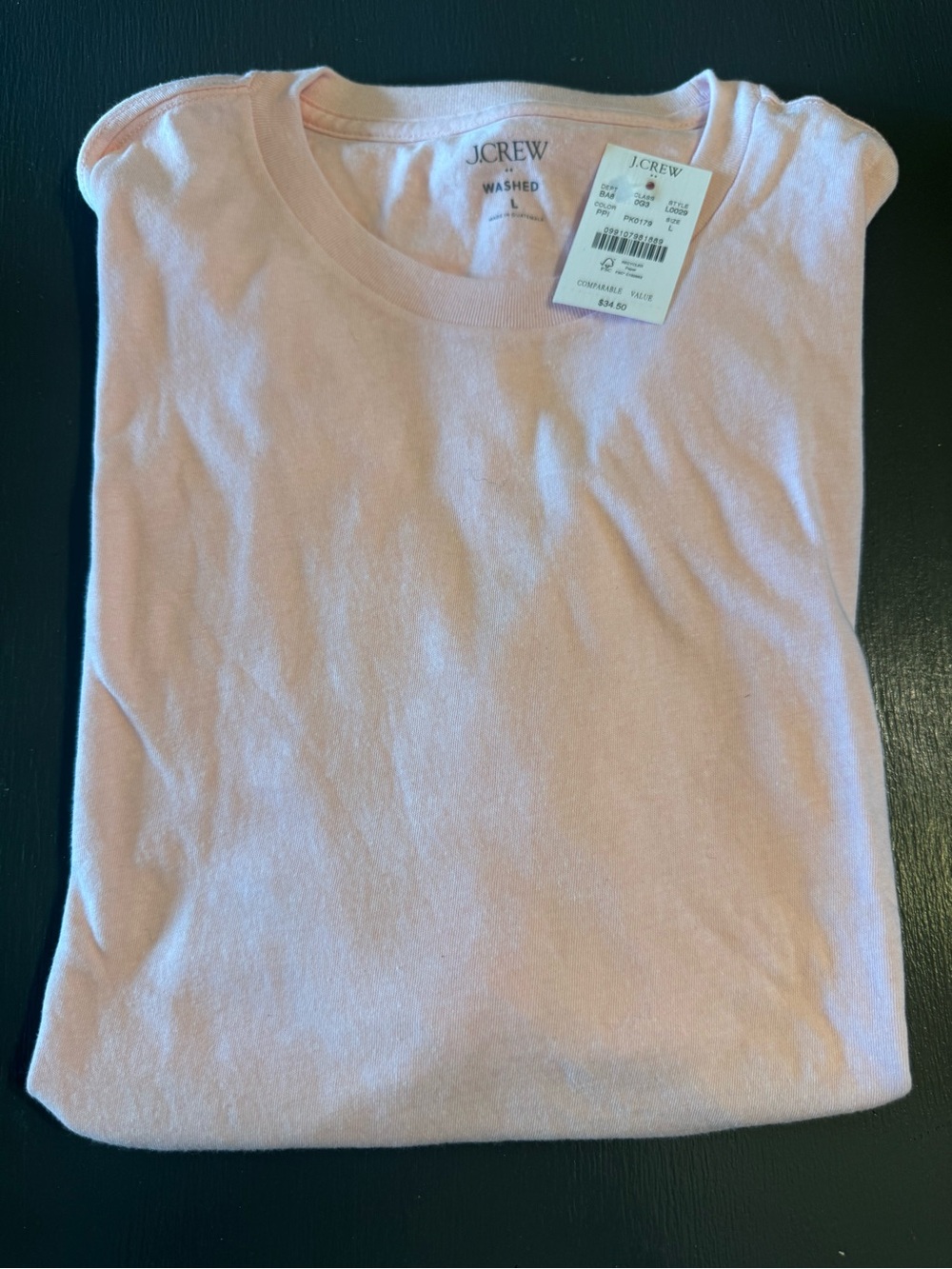 J.Crew mens Washed Crewneck Tee in Pale Pink
